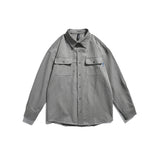 Men Shacket Long Sleeve Autumn Shirt Retro Back Printed Long Sleeve Shirt