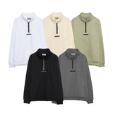 Fog Essentials Long Sleeve round Neck Neck Sweatshirt Autumn Double Line Back Three-Dimensional Silicone Double Row Letter Half Zipper Sweater