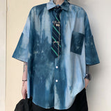 Harajuku Clothing Men's Casual Shirts Men's Summer Vintage Printed Loose Casual Shirt