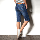 Men Jean Shorts Denim Shorts Men's Summer Pirate Shorts Youth Straight Loose Trendy plus Size Casual 5-Point Pants