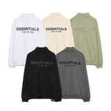 Fog Essentials Long Sleeve round Neck Neck Sweatshirt Autumn Double Line Back Three-Dimensional Silicone Double Row Letter Half Zipper Sweater
