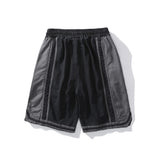 Men Jean Shorts Letter Embroidered Color Block Denim Shorts Men's High Street Fashion Brand Color Contrast Patchwork Middle Pants Summer Trendy Fifth Pants