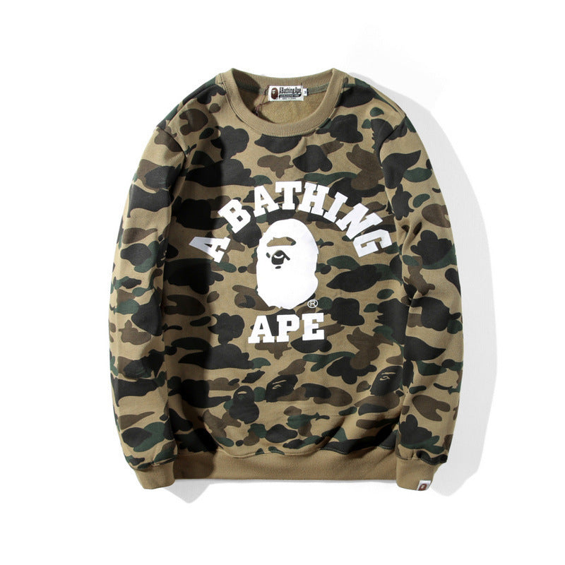 A Bath Ape Sweatshirt Men's Youth Camouflage Brushed Sweater Autumn and Winter Pullover