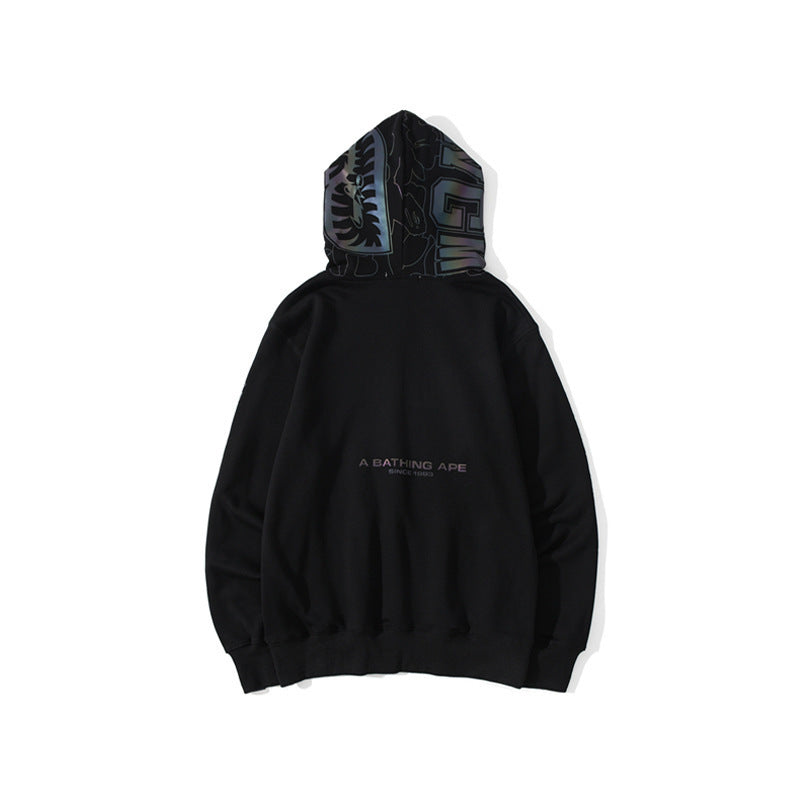 A Bath Ape Shark Sweater Zipper Reflective Color Ape Head Coat Hooded Hoodie