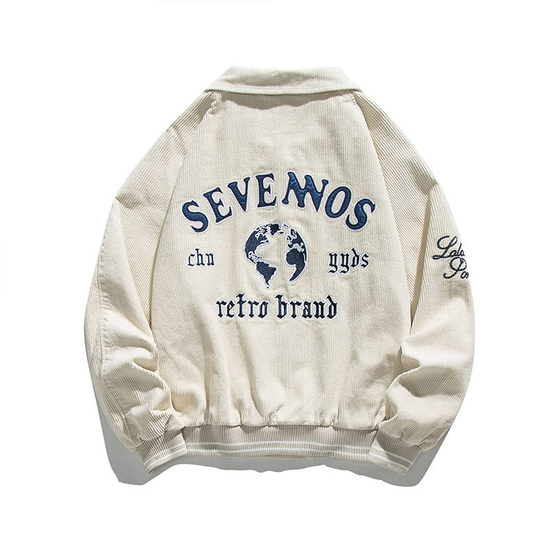 Cheerleader Letterman Jacket Letter Embroidered Lapel Retro Loose