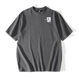 Men T Shirt Summer Casual Tops Wave Printed Short Sleeve T-shirt Men's round Neck Half Sleeve Street Fashion Loose Half Sleeve