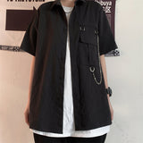 Harajuku Clothing Men's Casual Shirts Summer Short Sleeve Shirt Men's and Women's Loose Cardigan Top Tide