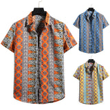 Men Shirt Fashion Slim Fit Shirts Short Sleeve Shirt Large Size Casual Beach Style Shirts Spring/Summer Men's Short Sleeve Flower Shirt