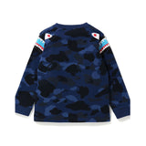 A Ape Print for Kids Sweatshirt Camouflage Blue Purple Red Shark Casual round Neck Baby Sweater