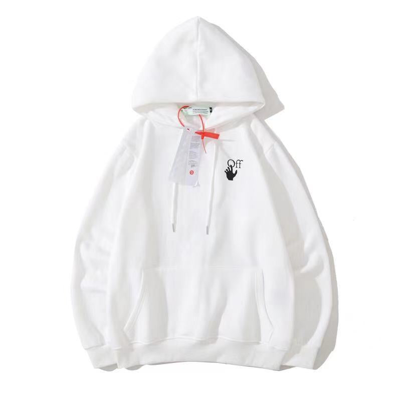 Autumn And Winter Palm Letter Arrow Pattern Hooded Fleece Lined Sweater Men And Women Same Style