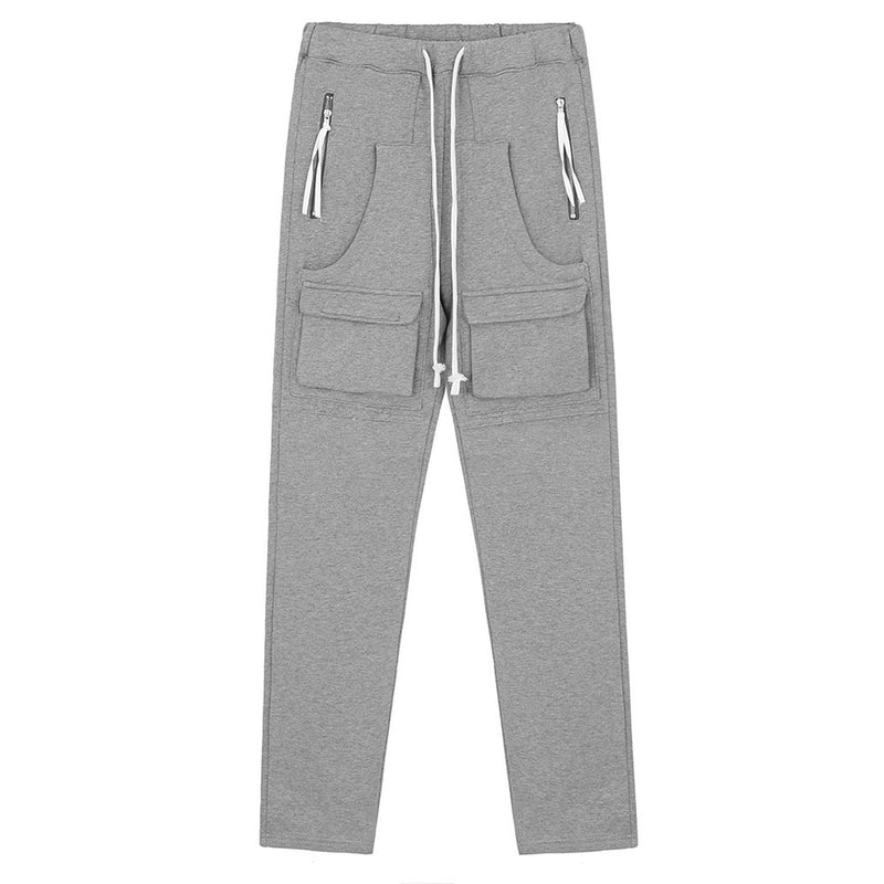 Solid Color Multi-Pocket Cargo Pants Men's plus Size Retro Sports Elastic Waist Casual Pants Trendy Trousers Men Pants