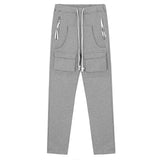 Solid Color Multi-Pocket Cargo Pants Men's plus Size Retro Sports Elastic Waist Casual Pants Trendy Trousers Men Pants