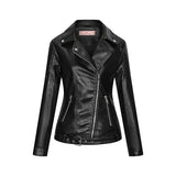Hot Pink Motorcycle Jacket Autumn and Winter Zipper Pu Long Sleeve Lapel Leather Coat Slim Fit