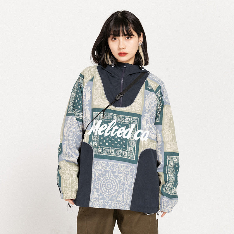 Men's Jacket Men's Large Size Retro Sports Loose All-Matching Work Clothes Coat Men's Simple Paisley Stitching Men's Jacket Men Jacket