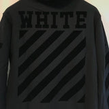 Early Spring All Black Flocking Arrow Pullover Hooded Sweater