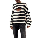 Rave Outfits Men Long Sleeve Shirt Sexy Cutout Loose Long-Sleeve T-shirt Sleeve Vintage