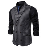 Men's Dress Vests Business Waistcoat Striped Suit Vest Men's Casual