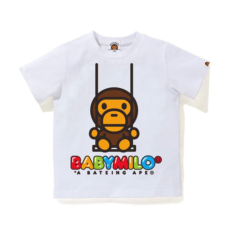 A Ape Print Baby Milo for Kids T Shirt Cartoon Anime Baby Boy Baby Girl Short Sleeve Tee