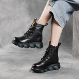 Coachella Ankle Boots Thick Height Increasing Warm Genuine Leather Retro Dr. Martens Boots