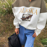 Alaska Zip Jacket Sweater Women's Lapel Fashion Loose Zip