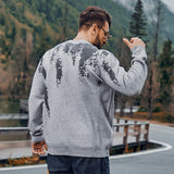 Men plus Size Sweater Autumn and Winter Bottoming Pullover Sweater Gray Thickened Warm Knitted Jacket