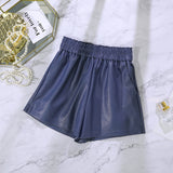 Leather Shorts Autumn Winter Autumn Loose-Fitting Wide-Leg Slim-Fit Spring and Autumn High Waist Leather Shorts