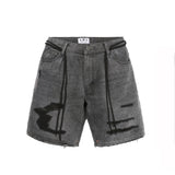 Men Jean Shorts Ripped Denim Shorts Men's Summer Loose Straight High Street Fashion Brand Bermuda Shorts