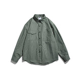 Men Shacket Long Sleeve Autumn Shirt Autumn Workwear Shirt Lapel Cardigan Solid Color Casual Retro Men's Shirt