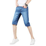 Men Jean Shorts Summer Stretch Denim Shorts Men's Casual Trend Loose Straight plus Size Shorts
