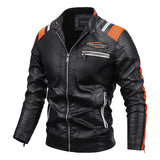 Hand Painted Leather Jackets Fleece Leather Jacket Male Stand-up Collar Thermal Youth Motorcycle Clothing
