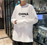 Men Long Sleeve T-shirt Crew Neck Casual Half Sleeve