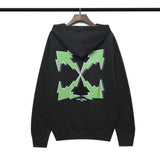 Autumn And Winter Green Lightning Arrow Pattern Hooded Sweater For Men And Women
