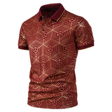 Men Shirt Fashion Slim Fit Shirt Short Sleeve Shirt Large Size Casual Top Summer Men's Fashion Print Short Sleeve Lapel Polo Shirt Men