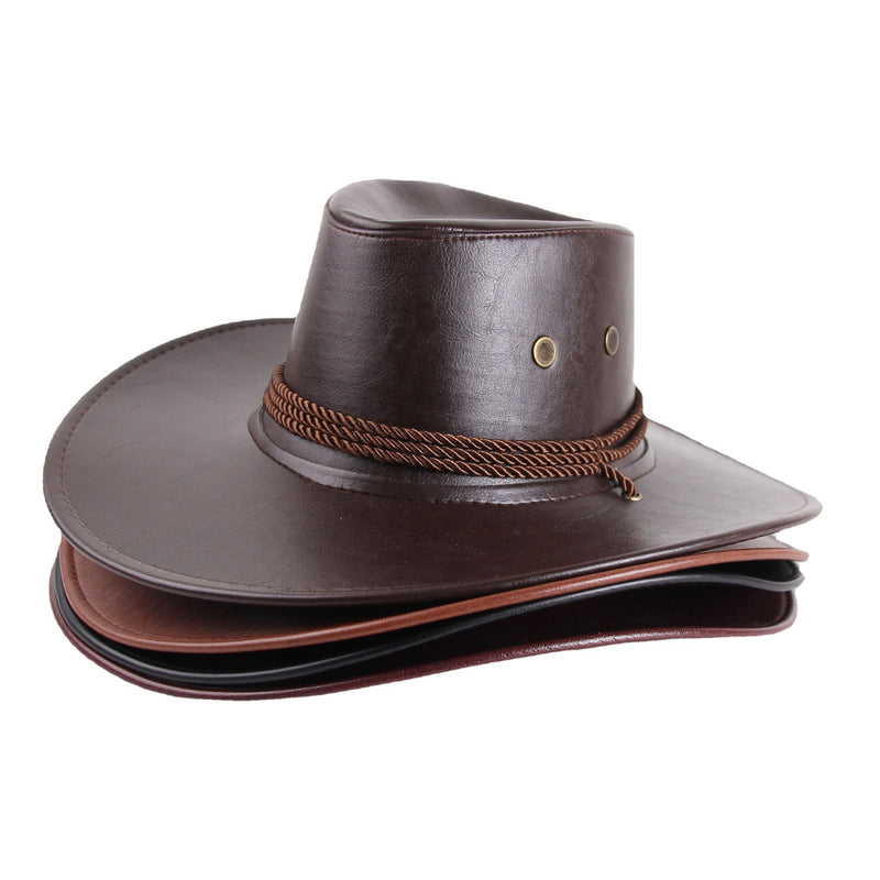 Bullhide Denim Hat Western Cowboy Hat Men's Imitation Leather Big Brim Sun Hat
