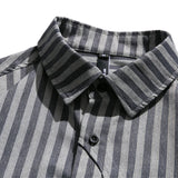 Men Shacket Long Sleeve Autumn Shirt Autumn Stripes Lapel Long Sleeve Shirt