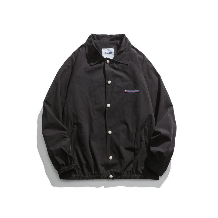 Men's Spring Large Size Sports Retro Back Printed Coat Men's Jacket Youth Versatile Lapel Student Top Men Coat