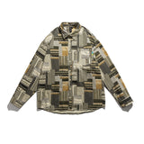 Men Shacket Long Sleeve Autumn Shirt Autumn Vertical Stripes Stitching Pattern Casual Shirt