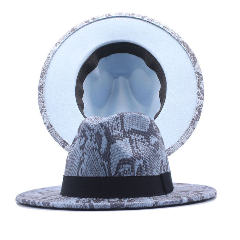 Bullhide Denim Hat Spring, Autumn and Winter Woolen Denim Hat Snakeskin Pattern Top Hat