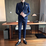 Men Suit Plaid Three-Piece Set