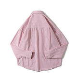 Men Shacket Long Sleeve Autumn Shirt Autumn Youth Shirt Loose Striped Casual Shirt for Campus Students Men