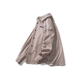 Men Shacket Long Sleeve Autumn Shirt Autumn Loose Fashion Polo Collar Cardigan Casual Striped Shirt for Men