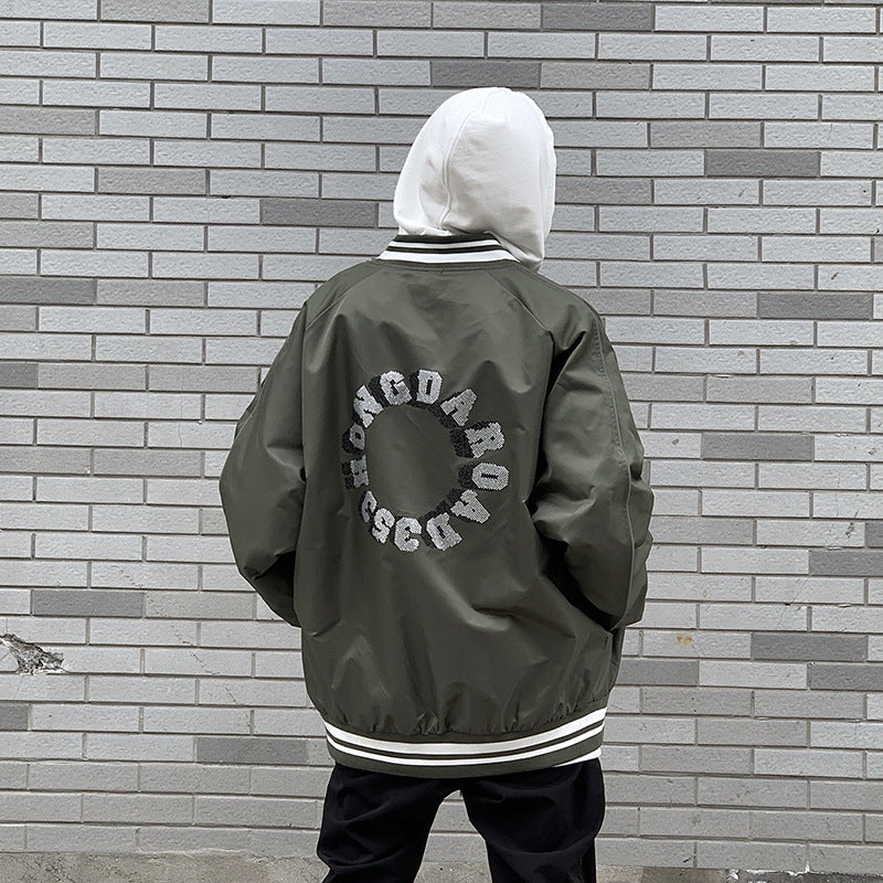 Varsity Jacket for Men Baseball Jackets Men's Spring and Autumn Hip Hop Fashion Letter Print Stand Collar Baseball Uniform plus Size Coat