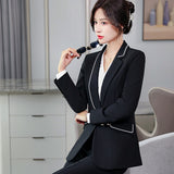 Women Pants Suit Uniform Designs Formal Style Office Lady Bussiness Attire Spring And Autumn Fashion White Collar Autumn And Winter Long Sleeve Suit Business Suit