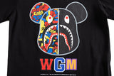 A Ape Print for Kids T Shirt Short Sleeve Violent Bear Colored Mosaic WGM Men and Women