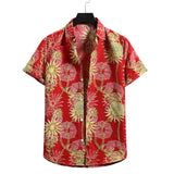 Men Shirt Fashion Slim Fit Shirt Short Sleeve Shirt Large Size Casual Beach Style Shirts Spring/Summer New Men's Short Sleeve Flower Shirt