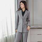 Women Pants Suit Uniform Designs Formal Style Office Lady Bussiness Attire Black Blazer Spring and Autumn Slim Fit Fashion Tops Long Sleeve Small Suit