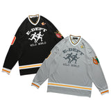Mens Fall Outfits Vintage Baseball Collar V-neck Long Sleeve T-shirt for Men and Women