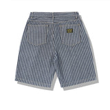 Men Bermuda Shorts Vintage Stripe Jeans Multi-Pocket Workwear Shorts Half Pants