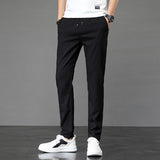 Mens Formal Suit Trousers Straight Leg Office Stretch Slim Fit Suit Pants Summer Pants Bottoms Summer Thin Elastic Waist Slim Stretch Casual Pants Men Men Pants