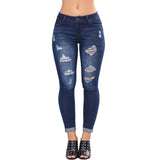 100 Cotton Jeans Women's Spring/Summer Ripped Slim Fit Hip Raise Skinny Jeans for Women